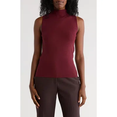 T Tahari Sleeveless Sweater In Burgundy