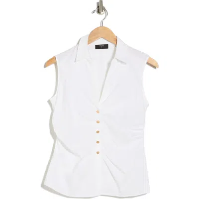 T Tahari Sleeveless Woven Shirt In White