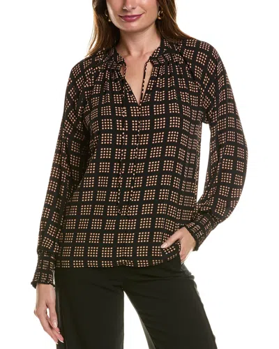 T Tahari Smocked Blouse In Black