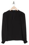 T Tahari Smocked Cuff Long Sleeve Blouse In Black