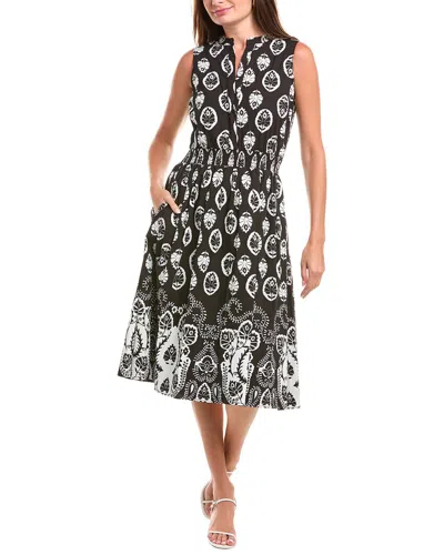 T Tahari Smocked Waist Midi Dress In Burgundy