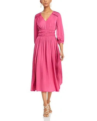 T Tahari Smocked Waist Midi Dress In Bombay Pink
