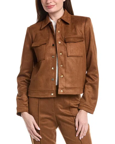T Tahari Snap Jacket In Brown