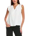 T Tahari Solid Woven Blouse In White