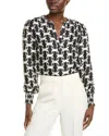 T Tahari Split Neck Blouse