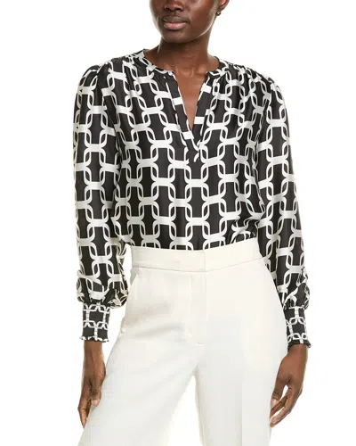 T Tahari Split Neck Blouse