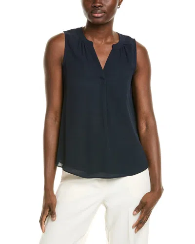 T Tahari Split Neck Blouse In Black