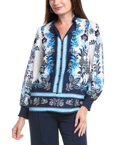 T Tahari Split Neck Blouse