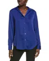 T Tahari Split Neck Blouse In Grey
