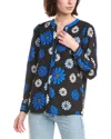 T Tahari Split Neck Blouse In Multi