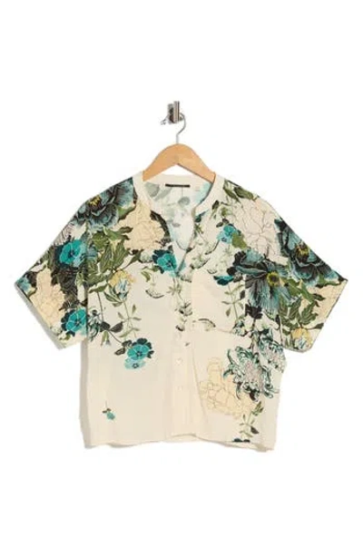 T Tahari Split Neck Shirt In Multi