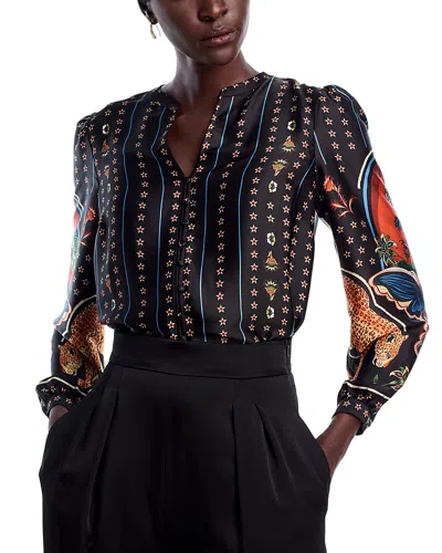 T TAHARI SPLIT V NECK BUTTON DOWN BLOUSE