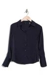T Tahari Spread Collar Button-up Shirt In True Navy