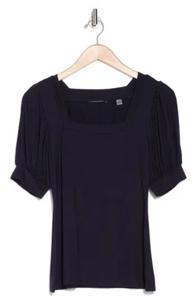 T Tahari Square Neck Banded Top In Deep Navy