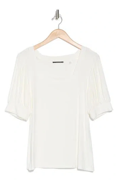 T Tahari Square Neck Banded Top In White
