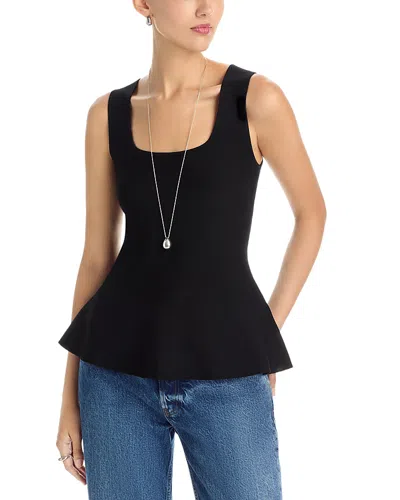 T Tahari Square Neck Peplum Top In Black