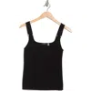 T Tahari Square Neck Rib Sleeveless Sweater In Black