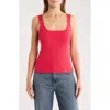 T Tahari Square Neck Rib Sleeveless Sweater