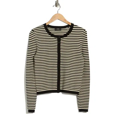T Tahari Stripe Crop Cardigan In Black