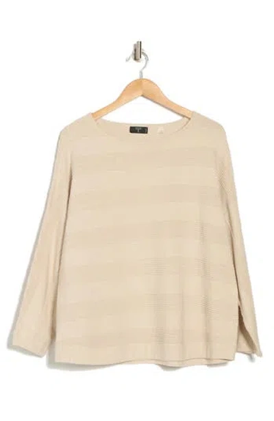 T Tahari Stripe Dolman Sleeve Sweater In Oatmeal Heather