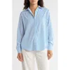 T Tahari Stripe Long Sleeve Button-up Shirt In Blue