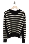T Tahari Stripe Pointelle Sweater In Black/ivory