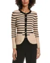 T Tahari Striped Cardigan In Neutral