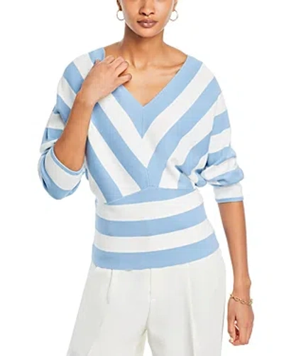 T Tahari Striped Dolman Sleeve Top In Water Garden