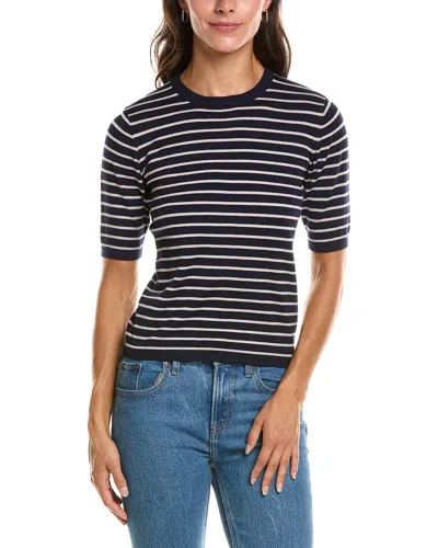 T Tahari Striped Knit T-shirt In Animal Print