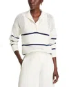 T Tahari Striped Mixed Knit Sweater In White Star