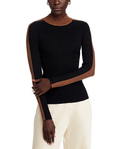 T Tahari Striped Sleeve Sweater In Black