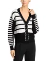 T Tahari Whipstitch Cardigan In Black