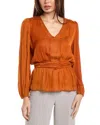 T Tahari Women's Grommet-trim V-neck Peplum Top