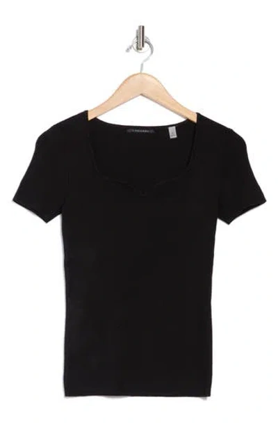 T Tahari Sweetheart Short Sleeve Sweater In Black