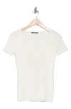 T Tahari Sweetheart Short Sleeve Sweater In Snow Globe