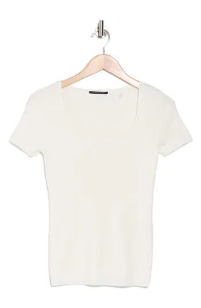 T Tahari Sweetheart Short Sleeve Sweater In Snow Globe