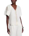 T Tahari T Tahar V Neck Blouse In White Star