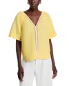 T Tahari T Tahar V Neck Blouse In Yellow Sky