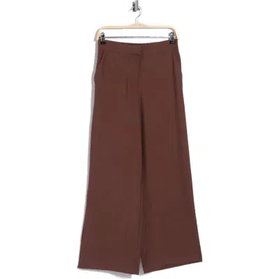 T Tahari Textured Wide Leg Pants In Brown