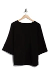 T Tahari Three-quarter Sleeve Scuba Top In Black