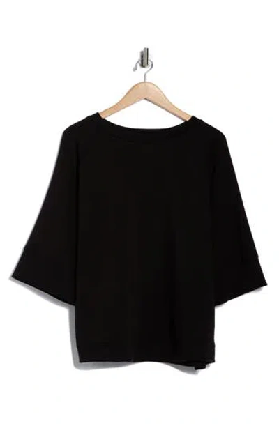 T Tahari Three-quarter Sleeve Scuba Top In Black