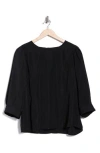 T Tahari Three Quarter Sleeve Top In Black