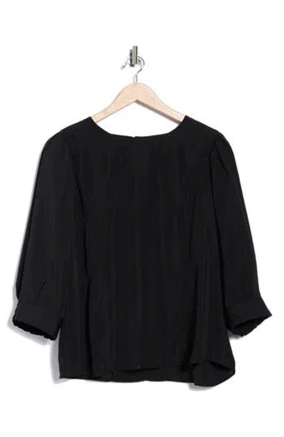 T Tahari Three Quarter Sleeve Top In Black