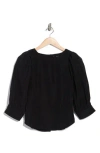 T Tahari Three Quarter Sleeve Top In Black