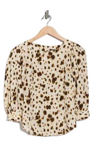 T Tahari Three Quarter Sleeve Top In Neutral