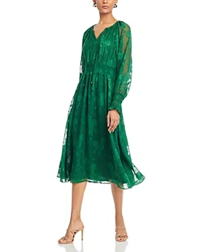 T Tahari Tie Neck Midi Dress In Magnolia Green