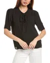T Tahari Tie-neck Woven Top In Black