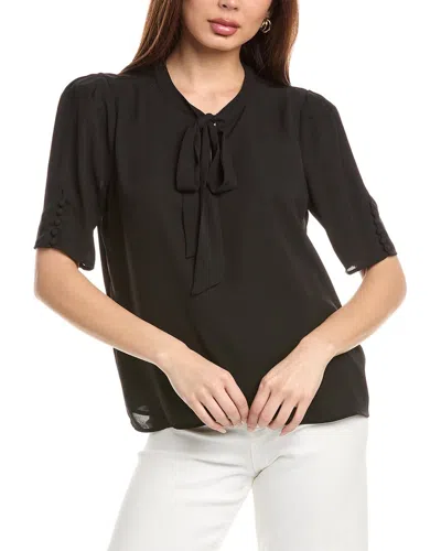 T TAHARI TIE-NECK WOVEN TOP