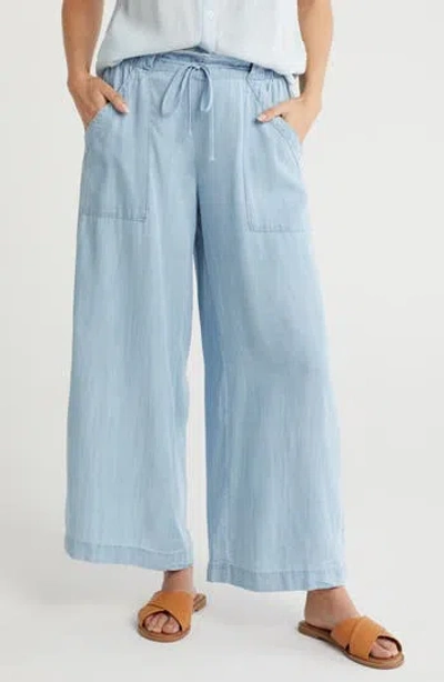 T Tahari Tie Waist Wide Leg Pants In Lt. Blue Wash