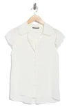 T Tahari Tiered Flutter Sleeve Button-up Shirt In White